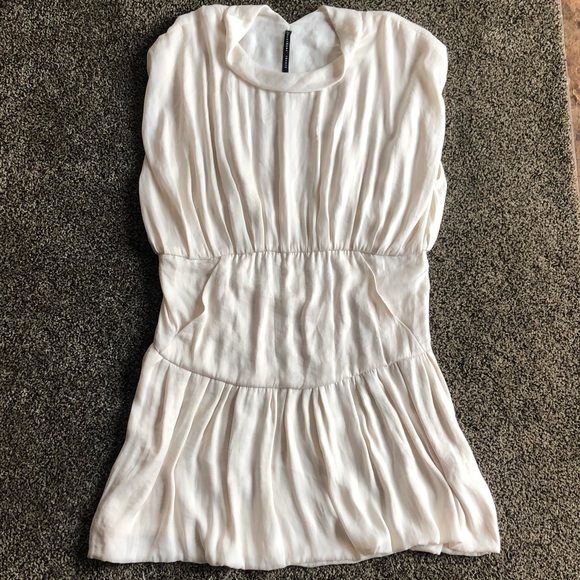 white silk mini dress